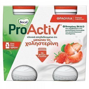 Becel Proactiv Drink Φράουλα 4x75gr