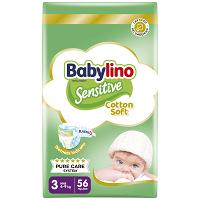 Babylino Sensitive Πάνες 56τεμ Νο3 Οικονομική Συσκευασία (4-9Kg)
