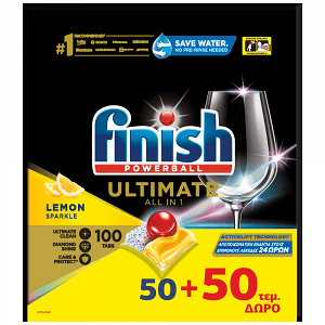 Finish Ultimate Ταμπλέτες Πλυντηρίου Πιάτων Λεμόνι (50 + 50 Δώρο)