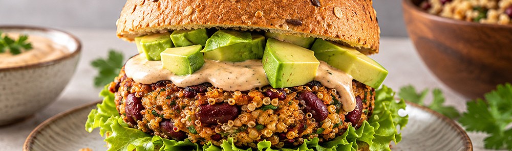 Vegan Burger με κινόα, κόκκινες φακές & μπαχαρικά